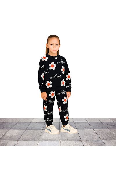 Fox Moda Swaetsihirt Printed Seasonal Girls Tracksuit Set