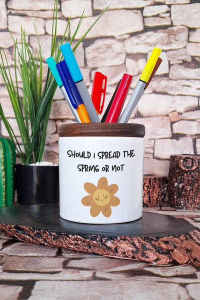 qoeuyl boutique هل أควร نشر الربيع أم لا منظم حامل أقلام سيراميك مطبوع عليه ه...