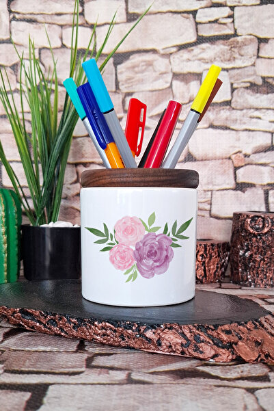 qoeuyl boutique Suport pentru stilou din ceramică cu imprimeu minimalist roz ...