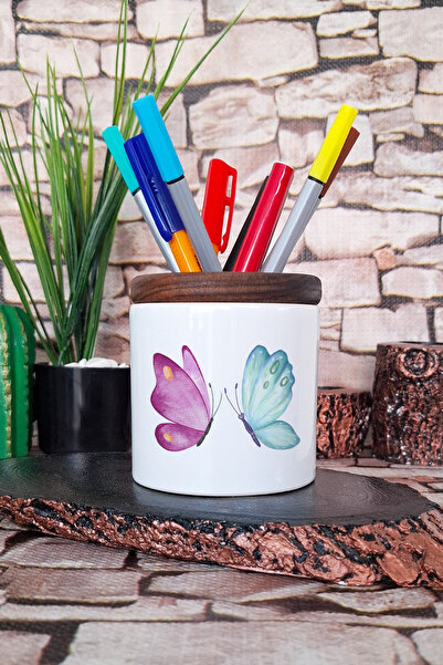 qoeuyl boutique Suport pentru stilou din ceramică cu imprimare colorată Flutu...