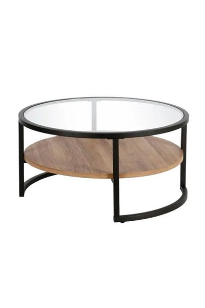 Luxury Home Concept Interiors Coffee Table, Glass Top - Iron Base 34" - EI-102