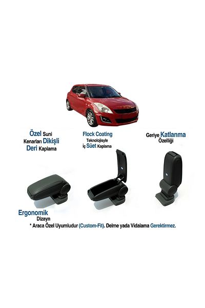 TUNAX OTO Suzuki Swi̇ft Car-Specific Armrest Armrest Without Screw 2005 2006 2007 2008 2009 2010 2011 2012 2013 2014