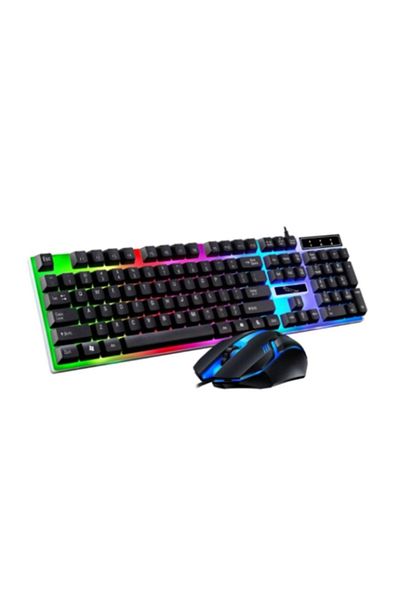 OMC Wired mouse and keyboard kit, LED lights combo gaming, computer, laptop, black