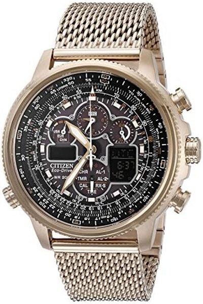 Citizen Men's Navihawk Watch with Black Dial and Stainless Steel Mesh Strap - JY8033-51E