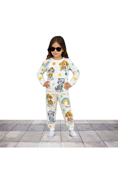 Fox Moda Swaetsihirt Printed Seasonal Girls Tracksuit Set