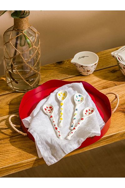 LC Waikiki Lcw Home Mixed 4 Piece Printed Ceramic Spoon Set