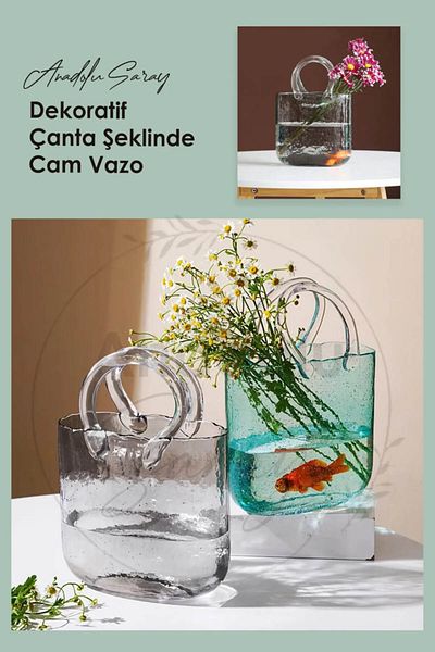 Anadolu Saray Elegant Design Decorative Bag Shaped Glass Vase |   Bag Glass Vase Aquarium |   Bag Vase