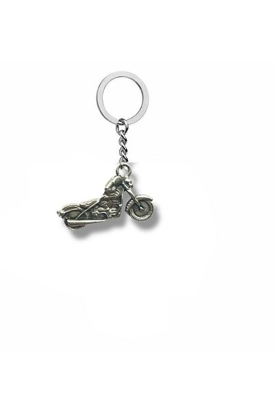 Herşey Nota Road Rebel – Unisex Metal Keychain with Motorcycle Chain Figure