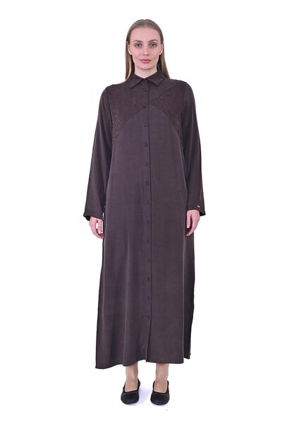 Invee Snake Pattern Lyocell Long Shirt Coffee