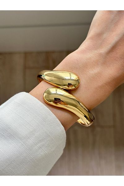 YOUES JEWELRY Thick Handcuff Bracelet Adjustable Wristband Unisex Gold Women's Handcuffs