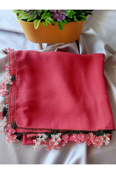 Pervin Ablacım Mevlüt Headscarf Orange Needlework Is Handmade 150cm 75cm Size