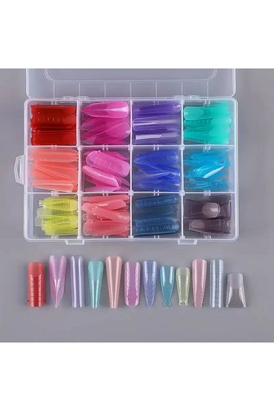 GIRLS CORNER Smart Tips Mix 288 bucati top forme reutilizabile - 12 tipuri - colorate