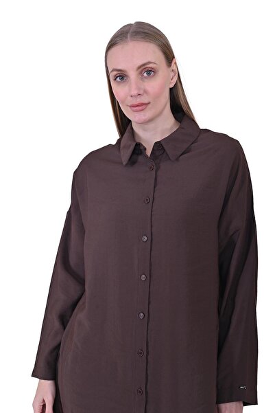 Invee Crescent Long Shirt Cap Brown
