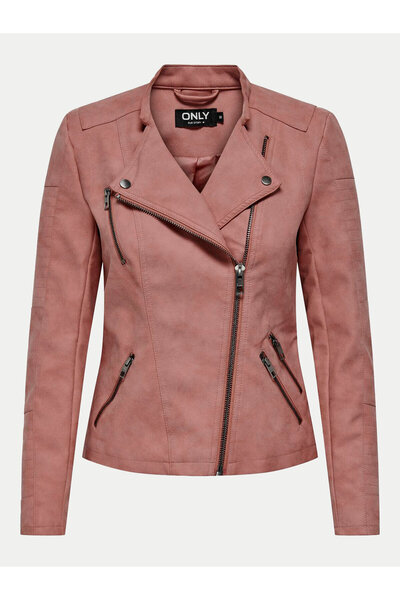ONLY Jachetă din piele ecologică pentru femei, roz, ONLY-15102997, mahon deschis