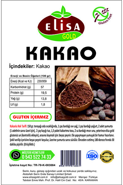 Elsglutensiz Kakao 1 Kg