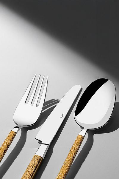 Nehir Lyon Gold Satin 36 Piece Cutlery Set for 6 People