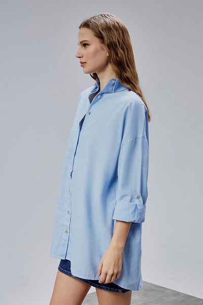 TF The Fancy For You Women's Epaulet Folded Long Sleeve Oversize Shirt