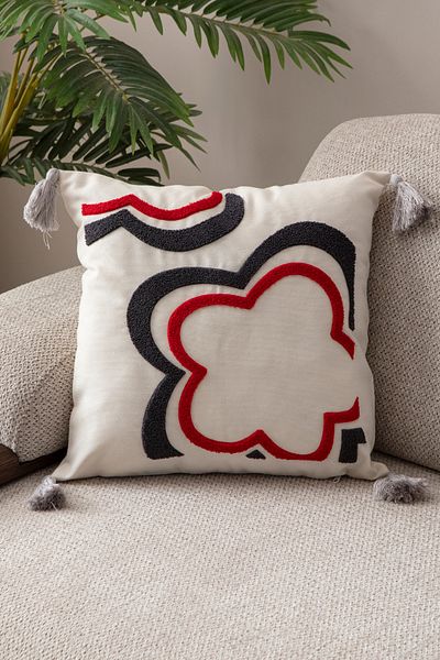 BUGİ HOME COLLECTİON Comfort Punch Pattern Throw Pillow Cover Square Decorative Bohemian Embroidered Sofa Pillowcase Poncho 45X45