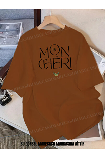 MARECASH Unisex Mon Cheri Printed Oversize T-Shirt Summer Colorful Cotton