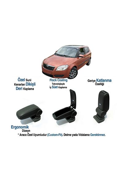 TUNAX OTO For Skoda Fabia Mk2 Car Special Armrest Armrest Without Screw 2008 2009 2010 2011 2012 2013 2014