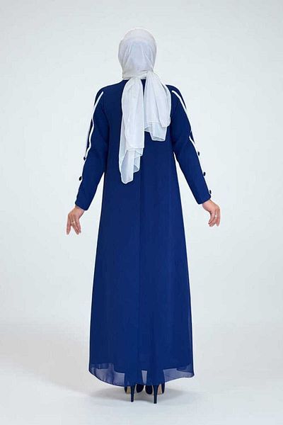 Bym Fashion Plus Size Button Detail Dress 3919-1 Navy Blue