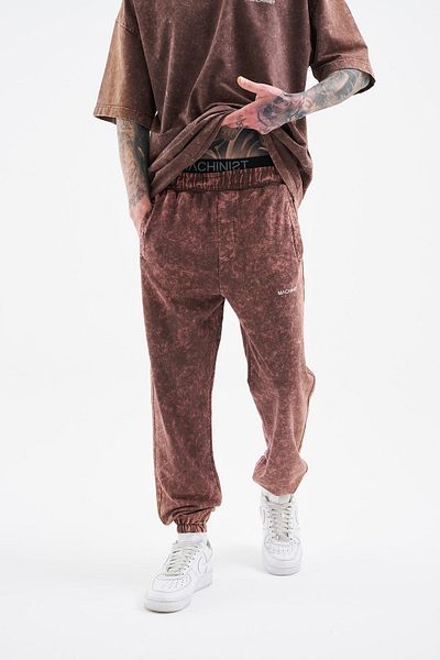 Machinist Men's Relaxed Washed Oak Coffee Spotted Sweatpants