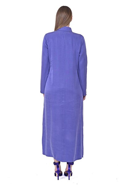 Invee Snake Pattern Lyocell Long Shirt Purple