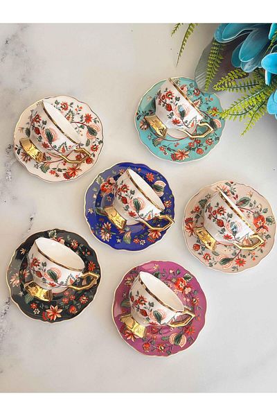 ROSSEV Turkish Coffee Cup Evan 6 Person 12 Pieces