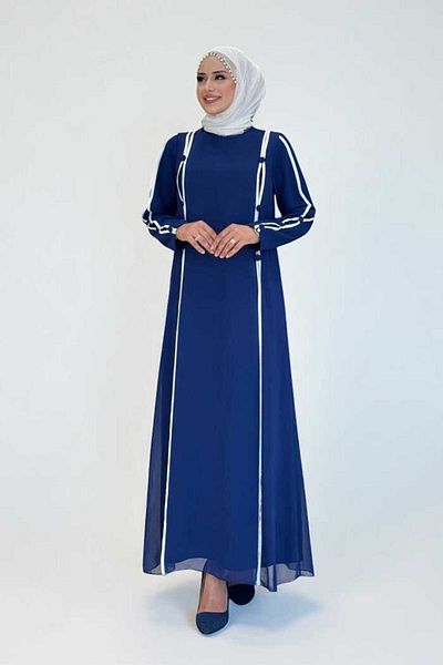 Bym Fashion Button Detailed Dress 3919 Navy Blue