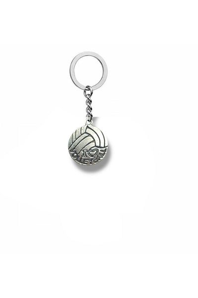 Herşey Nota Serve Spirit – Unisex Metal Keychain with Volleyball Written Ball Figure