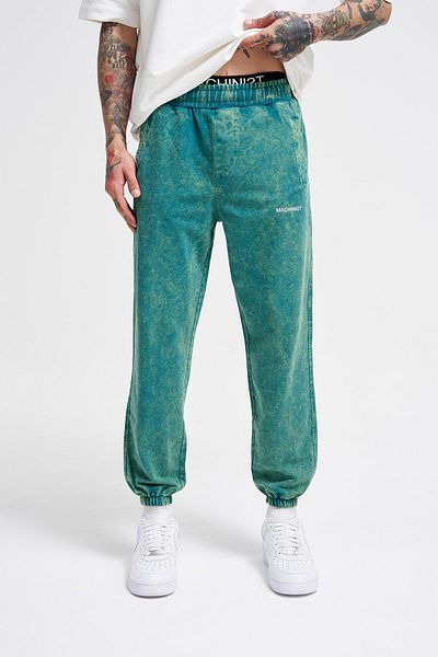 Machinist Men's Luxury Basic Washed Jogger Sweatpants Oil Green Spotted