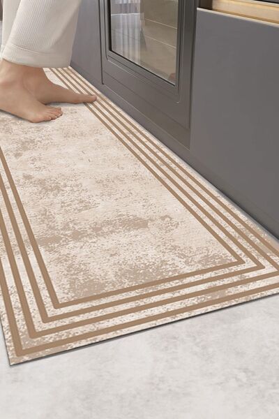 elyar Mutfak Halısı Desenli Dijital Baskı Yıkanabilir Kaymaz Taban Ince Salon...
