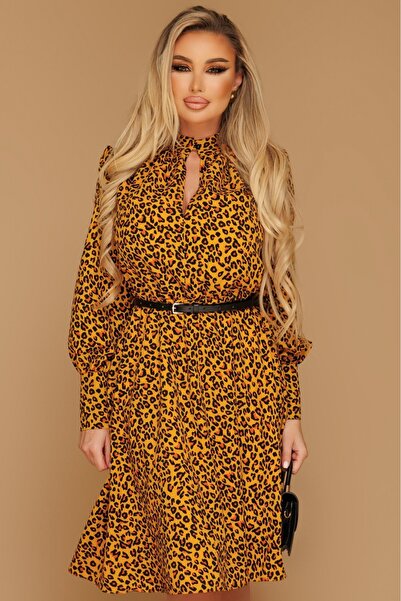 Atmosphere Fashion Rochie midi din voal cu imprimeu animal print