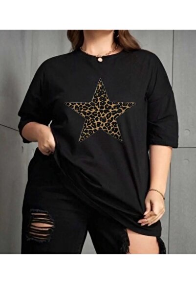 ELZE MODA تي شيرت بجودة عالية بطبعة الفهد مقاس كبير