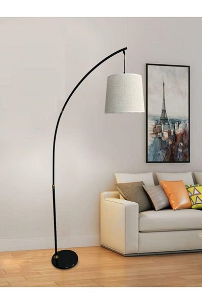 rexa Arched Floor Lamp with a Drum Shad