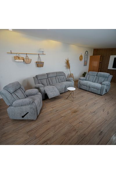 BACK COMFORT 3 Pieces chairs set - Bouclé Rocking Single - Double and Triple - Gray - ComfortNest