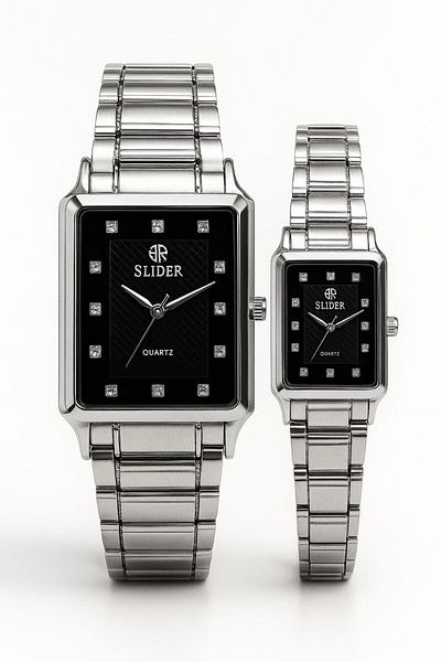 essentialneedsforall SLIDER HIS & HERS NON-TARNISH STAINLESS STEEL WATCH