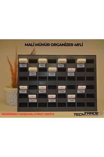 Tech Trade Mali Seal E-Signature Organizer 48-Piece Desktop-Drawer-In-Wall Mounted (Sticker Label Gift)