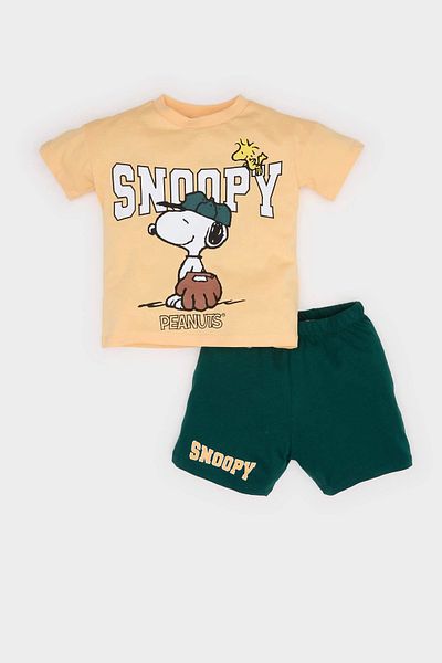 DeFacto E6920 Orange Baby Boy 2-Piece Set Short Sleeve T-Shirt Elastic Waist Shorts
