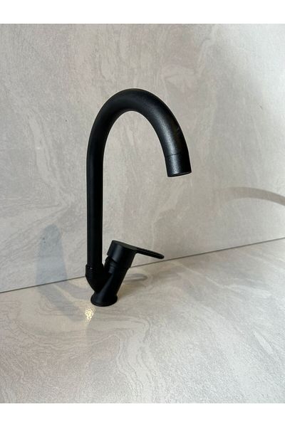 ZEK BANYO Matte Black Kitchen Faucet Open Close Mix Faucet Hot and Cold Water Inlet Brass 6 Years Warranty