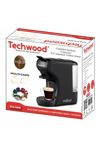 Techwood Vícekapslový espresso kávovar TCA-196N, Dolce Gusto a Nespresso, 19 barů, 1450 W, 600 ml