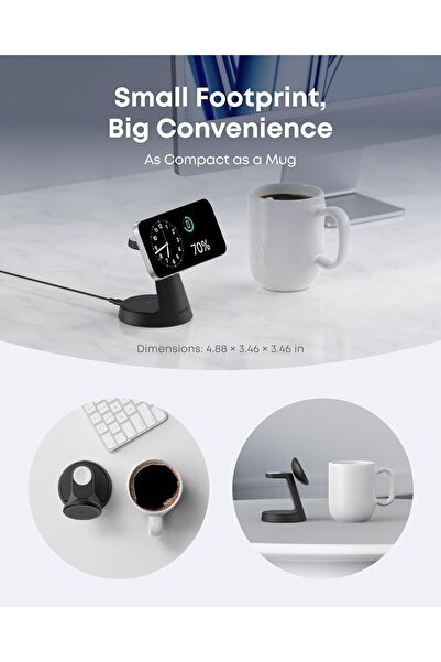 Anker شاحن لاسلكي مغناطيسي MagGo (حامل قفص الاتهام) 3 في 1 Qi2 15W متوافق مع MagSafe