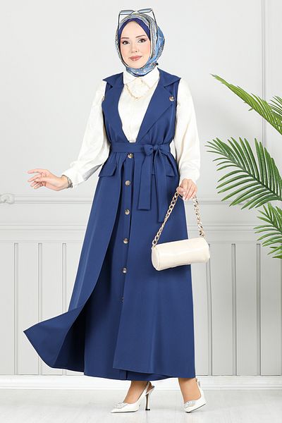 ModaMerve Σετ Hijab με διπλό γιακά 23100UKB929-M Navy