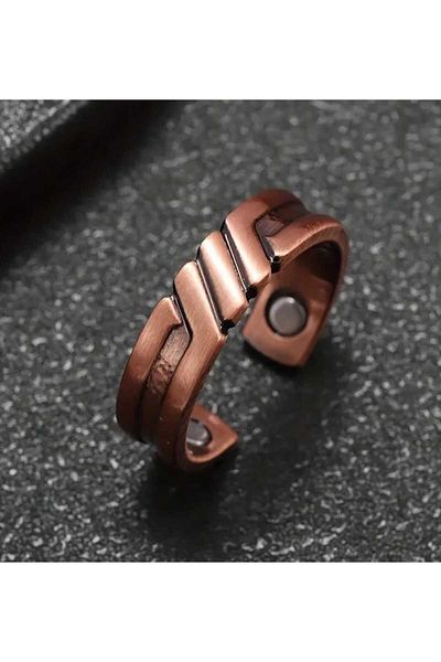 sarıyer silver Linear Model Traditional Style Magnet Magnetic Adjustable Open Size Copper Ring