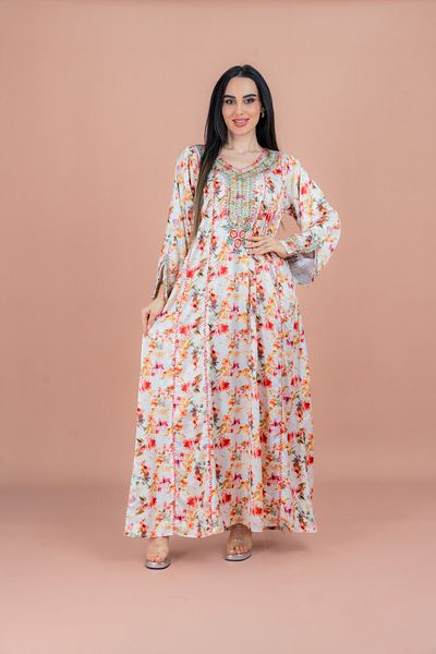 IKKXA Embroidered Printed Jalabiya