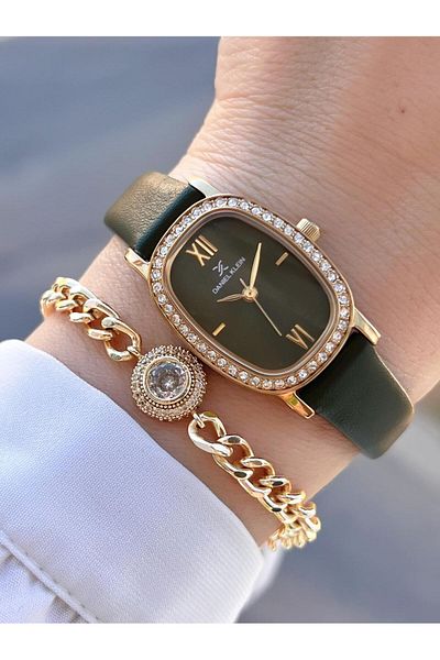 Daniel Klein Leather Cord 30 Mt Water Resistant 2 Years Warranty Women Wrist Watch+Bracelet Bfg13943.4