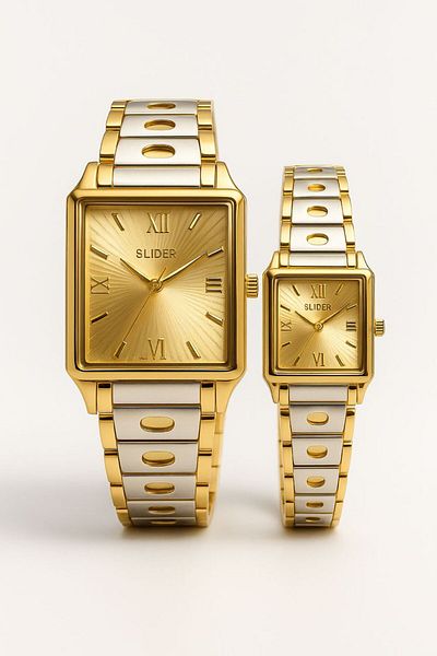essentialneedsforall SLIDER HIS & HERS NON-TARNISH STAINLESS STEEL WATCH
