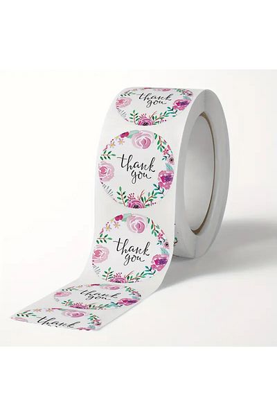 hdcw 500 Pcs 2.5cm Roll Adhesive Thanks "Thank You" Sticker Label Gift Packaging