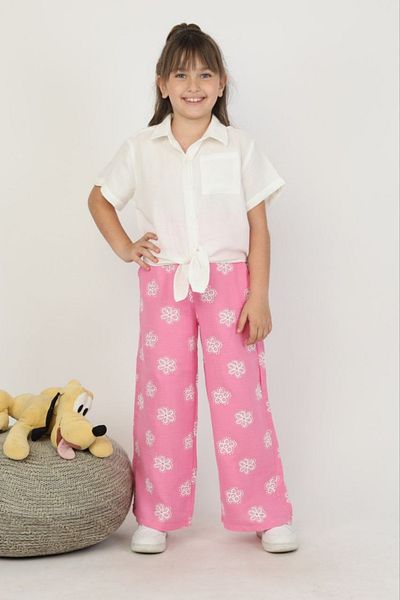 UKA GİYİM Girl's Muslin Shirt and Pants Set