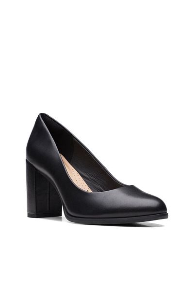 CLARKS Pantofi cu toc pentru femei negri CLARKS-FREVA85 COURT BLACK LEATHER 26170968